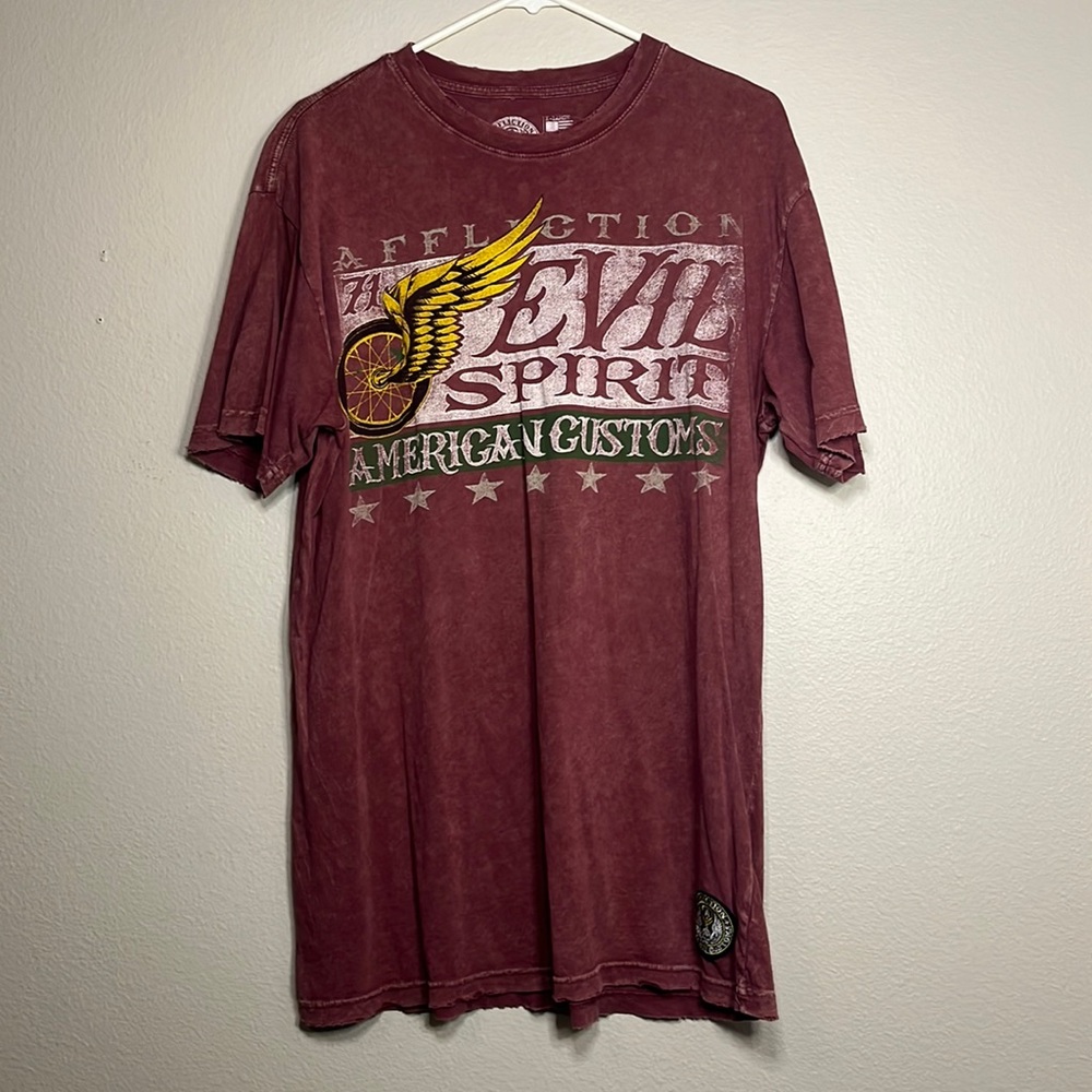 NWT Affliction Evil Spirit men’s t-shirt. One size XL NW/OT.